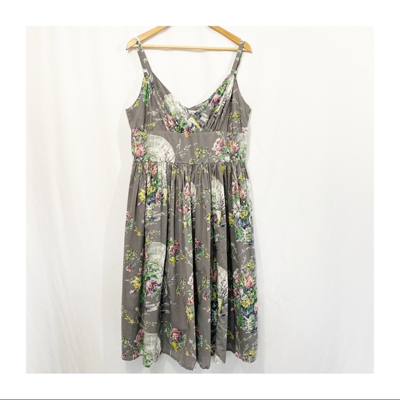 Anthropologie Lazy Bones Floral Garden Pleated Midi Cotton Dress - Picture 2 of 11
